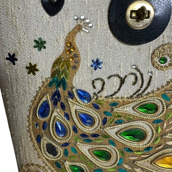Vintage 60's Embellished Jeweled Peacock Box Bag Handbag - Picture 5 of 12